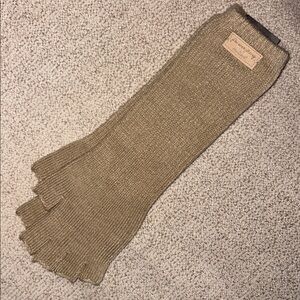 Do Everything in Love Tan Knit Fingerless Gloves